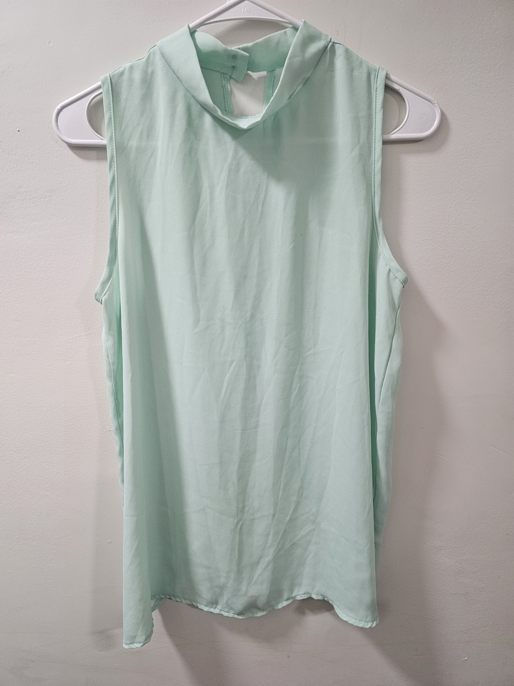 B Sharp Mint Green Sleeveless Mock Neck Blouse- Size M